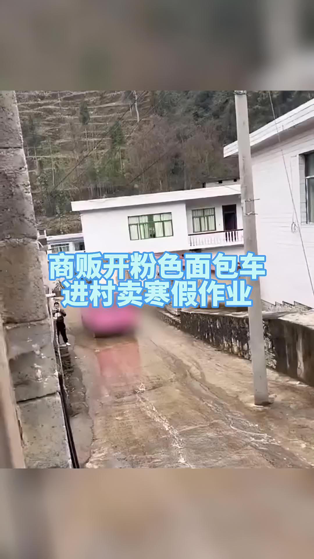 喷最浪漫的漆,做最“毒辣”的生意!商贩开粉色面包车进村卖寒假作业