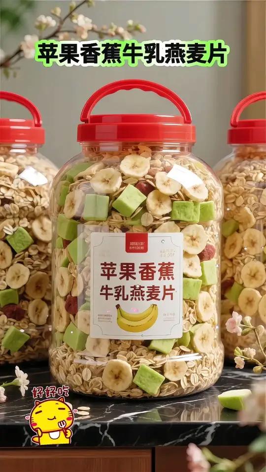 早安活力,一口香甜——苹果香蕉牛乳燕麦片 早八人早餐的完美选择!苹果香蕉牛乳燕麦片,开袋即