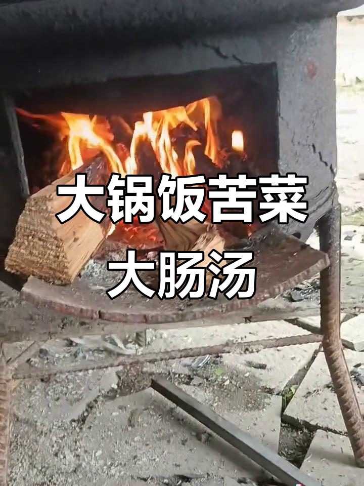 农村大锅饭:苦菜大肠汤,柴火灶上的美味