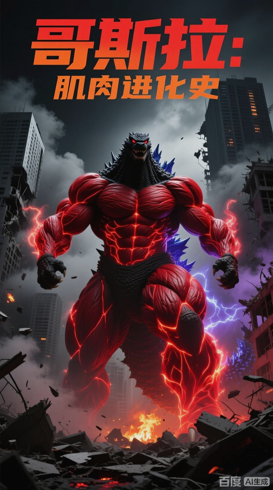 哥斯拉怪兽肌肉膨胀进化
