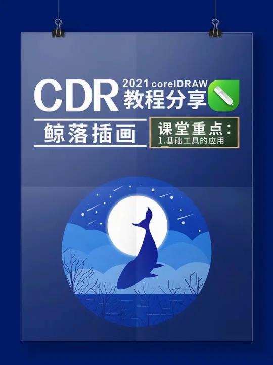 CDR绘制鲸鱼插画,创意设计