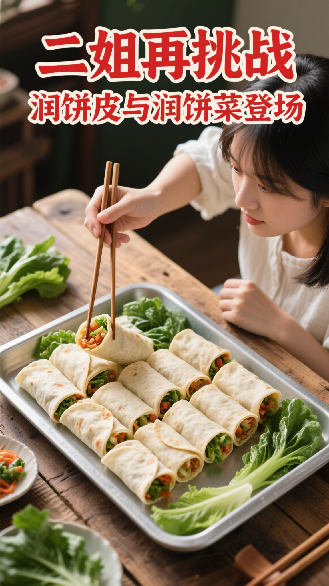 二姐再挑战,润饼皮与润饼菜登场