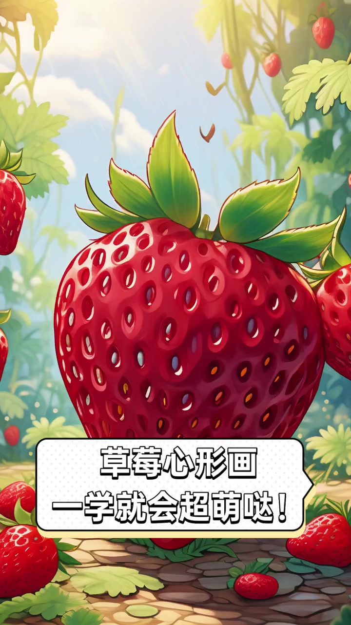 草莓心形画,一学就会超萌哒!