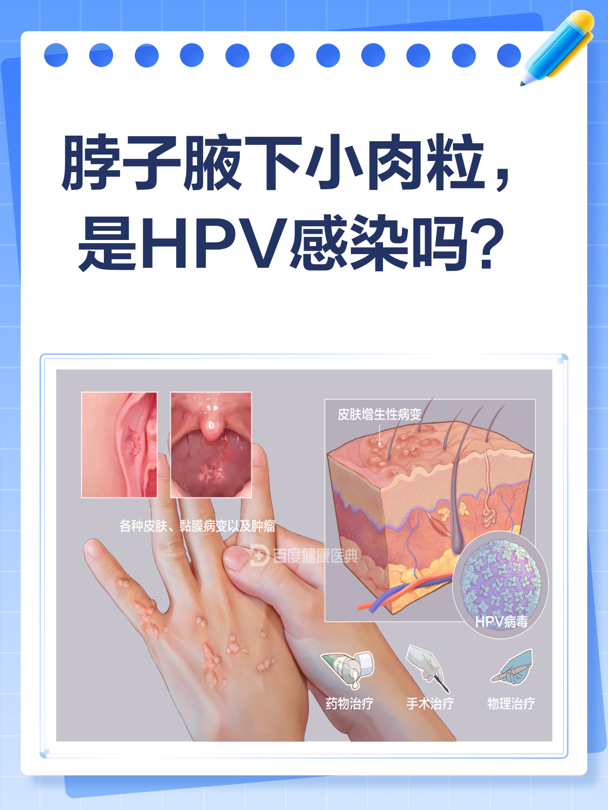 脖子和腋下的小肉粒，是HPV感染吗？