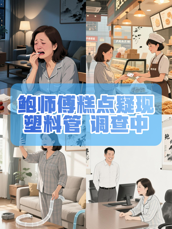 网友称在鲍师傅糕点中吃出塑料管?网友:特别硬差点崩到牙。鲍师傅:门店并无此类塑料管,正在排