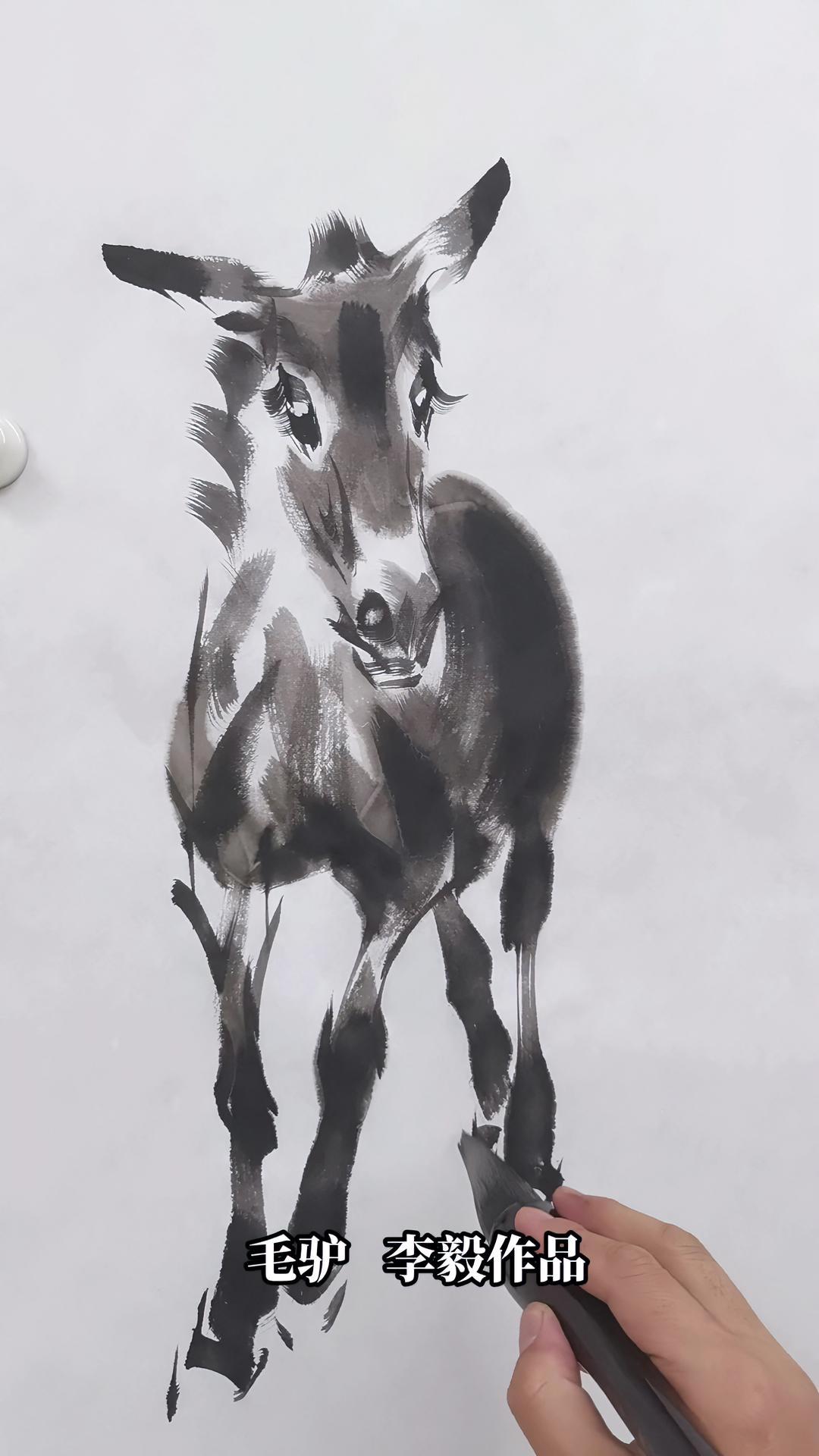 画家李毅 原创 中国画 毛驴 驴