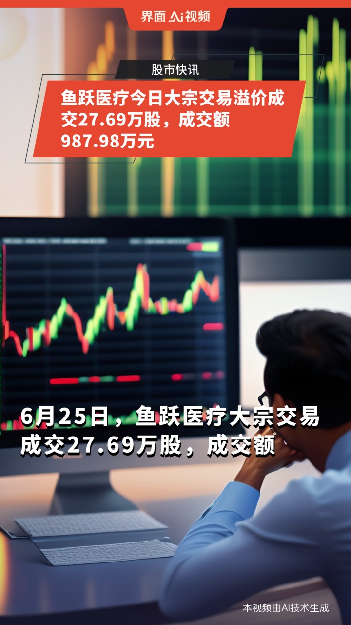 鱼跃医疗今日大宗交易溢价成交27.69万股,成交额987.98万元