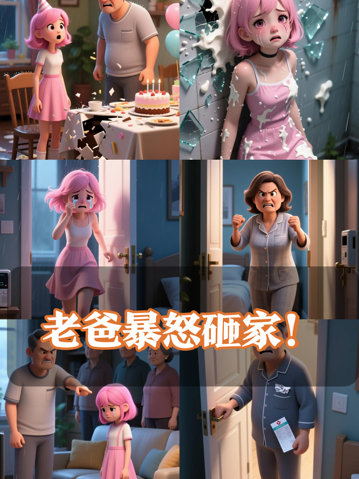 女儿生日宴上老爸暴怒砸家，下一秒反转泪崩