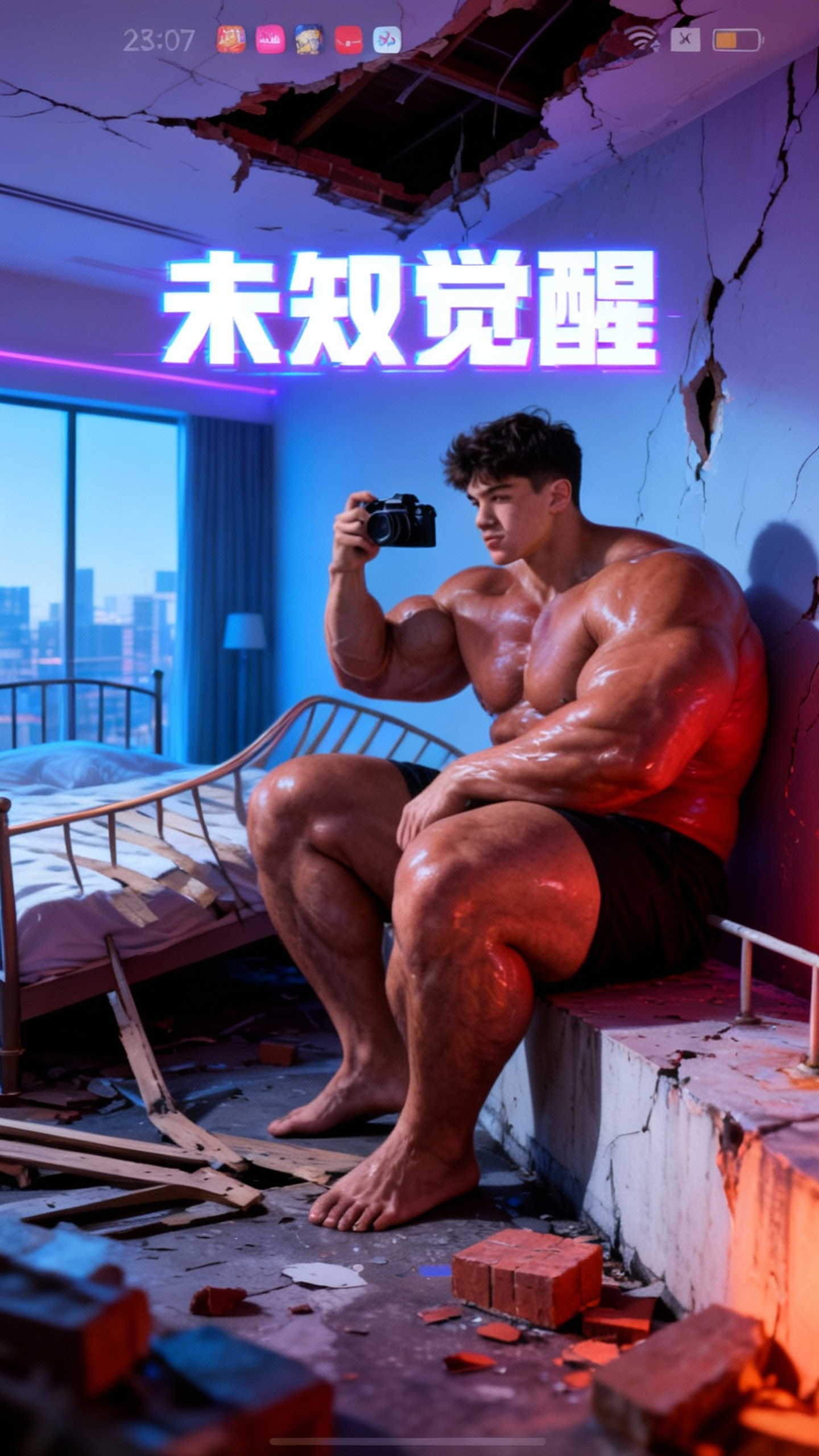 少年梦中肌肉膨胀,撑破房子