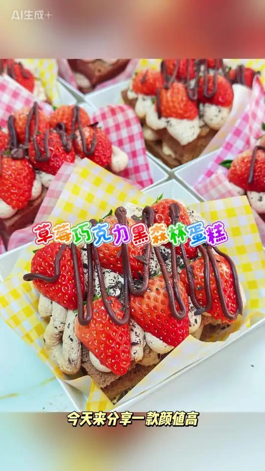 草莓撞上黑巧黑森林,这口甜直接封神!#草莓蛋糕巧克力控黑森林蛋糕甜品