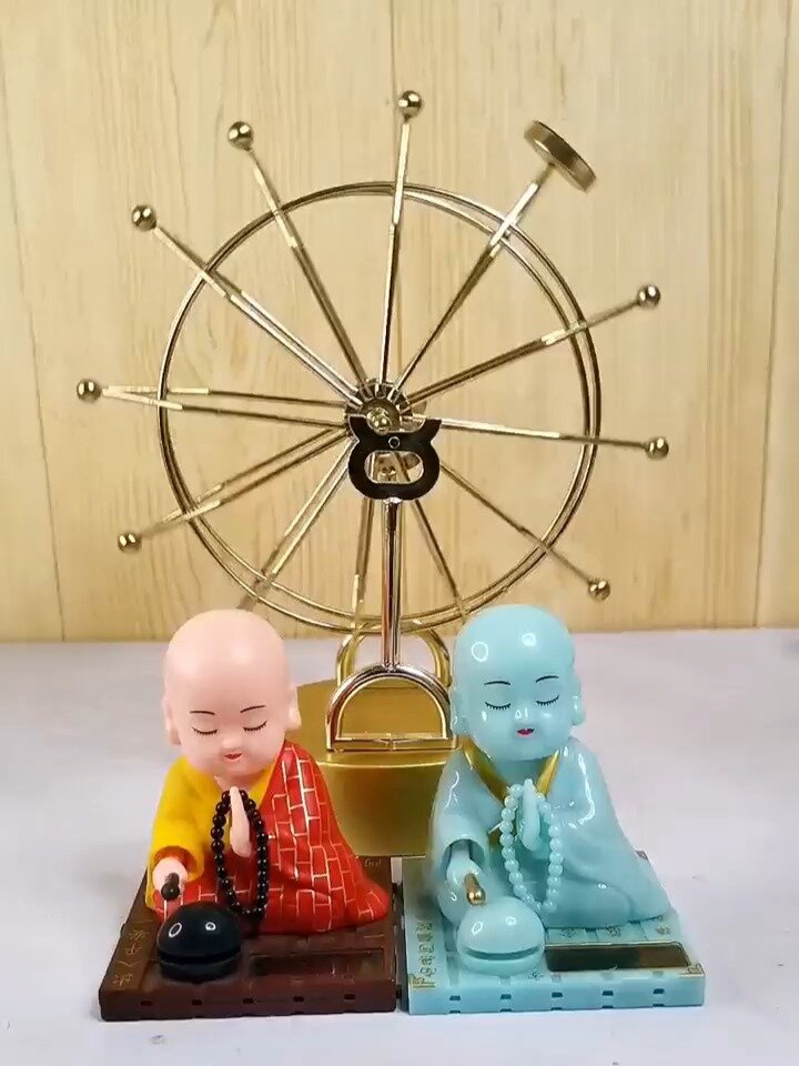 小和尚敲木鱼太阳能个性创意时尚摆件