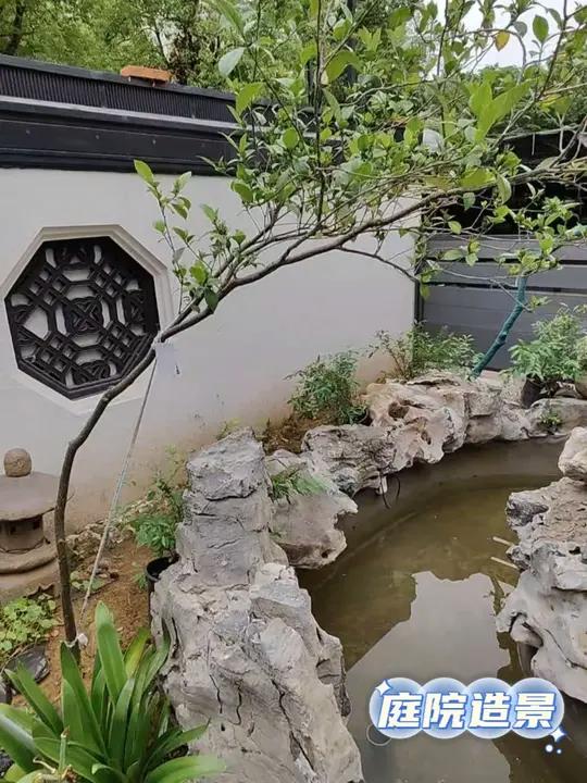 我们的庭院快完工啦 庭院造景 溪流池 庭院设计 鱼池过滤