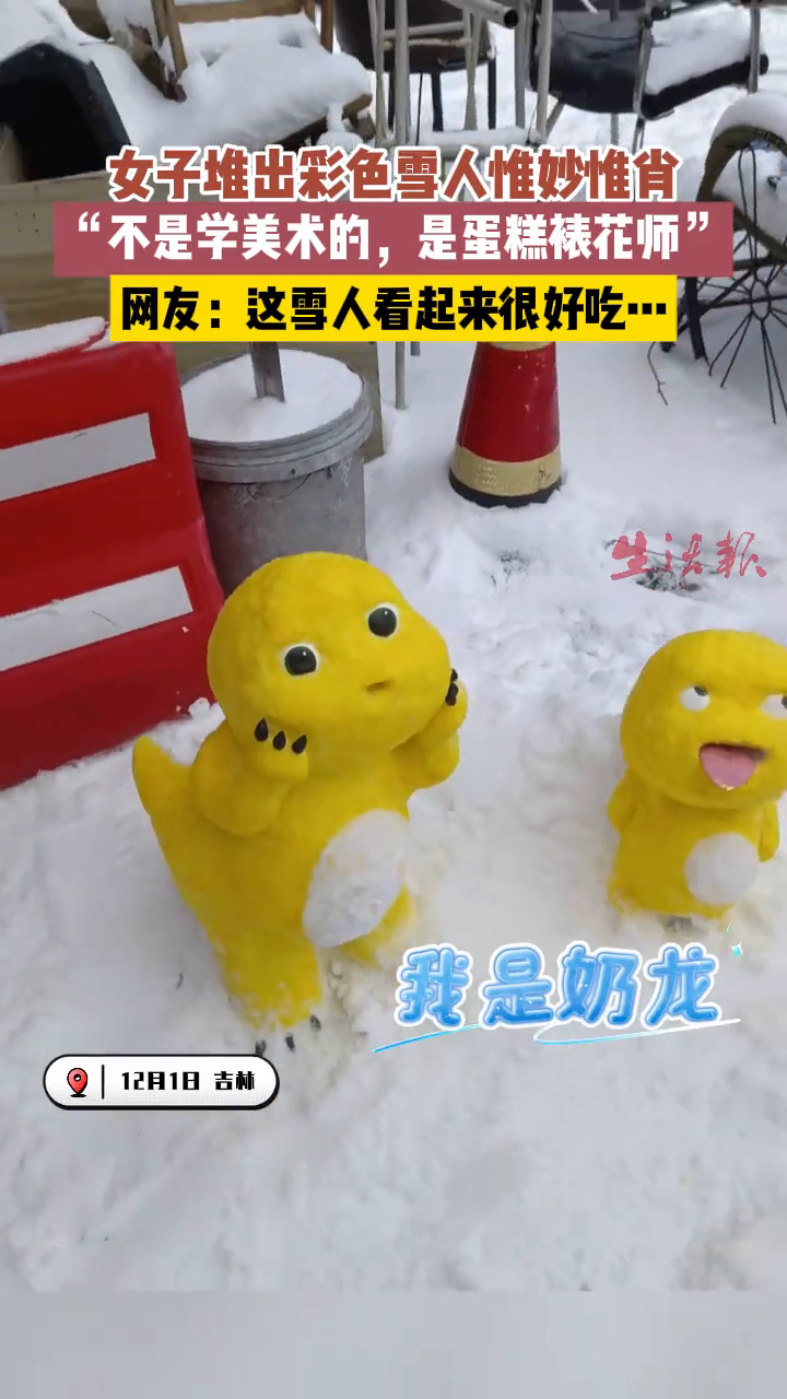 女子堆出彩色雪人惟妙惟肖,“不是学美术的,是蛋糕裱花师”