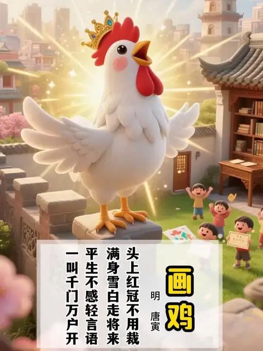 《画鸡》明 唐寅 全班就你娃缩角落？唐伯虎500年前早看透了！看那不敢举手的孩子，像不像这