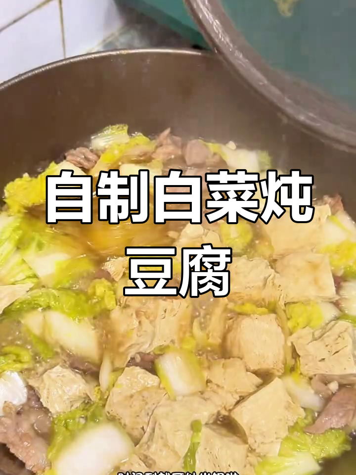 00后自制白菜炖冻豆腐,简单又美味