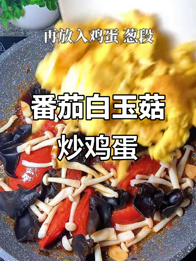白玉菇木耳西红柿炒蛋,营养满分又美味