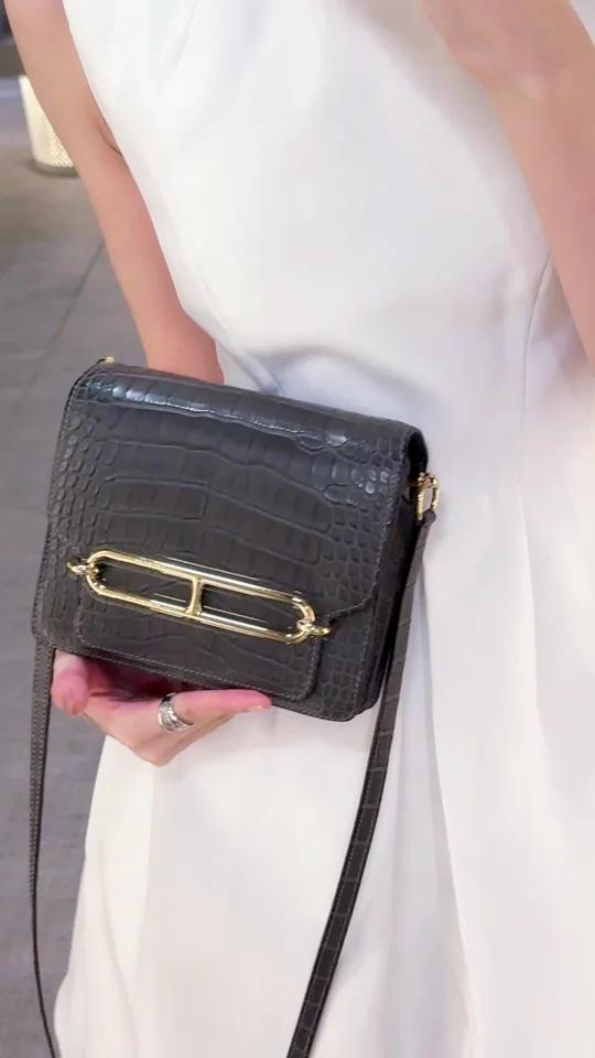 Hermes高级“石墨灰”鳄鱼皮Roulis猪鼻子19