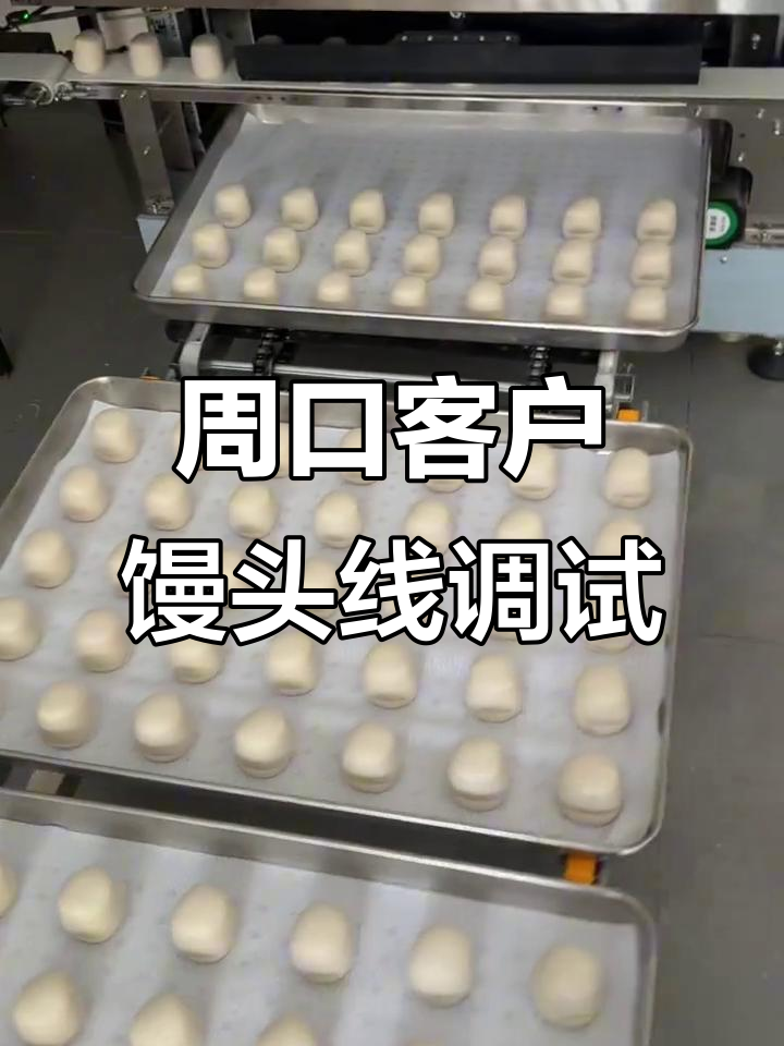 河南周口客户全自动馒头生产线调试成功,圆馒头机完美运行