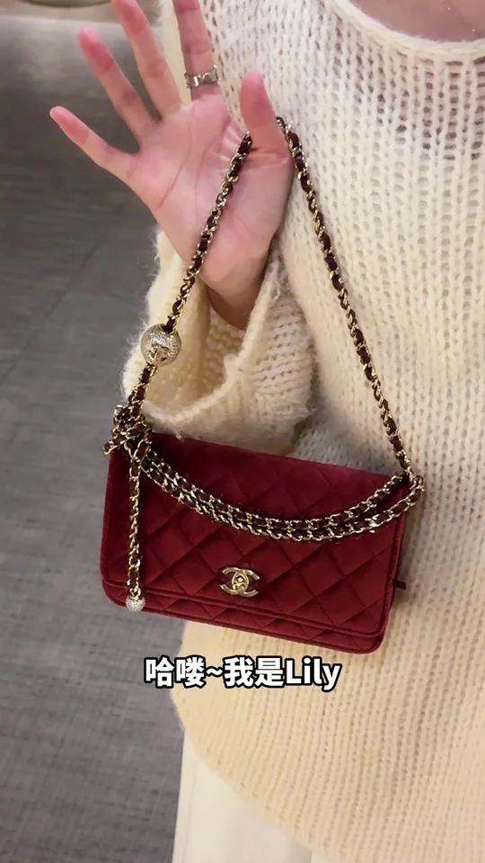 Chanel“红丝绒蛋糕”25A满钻金球woc美腻!