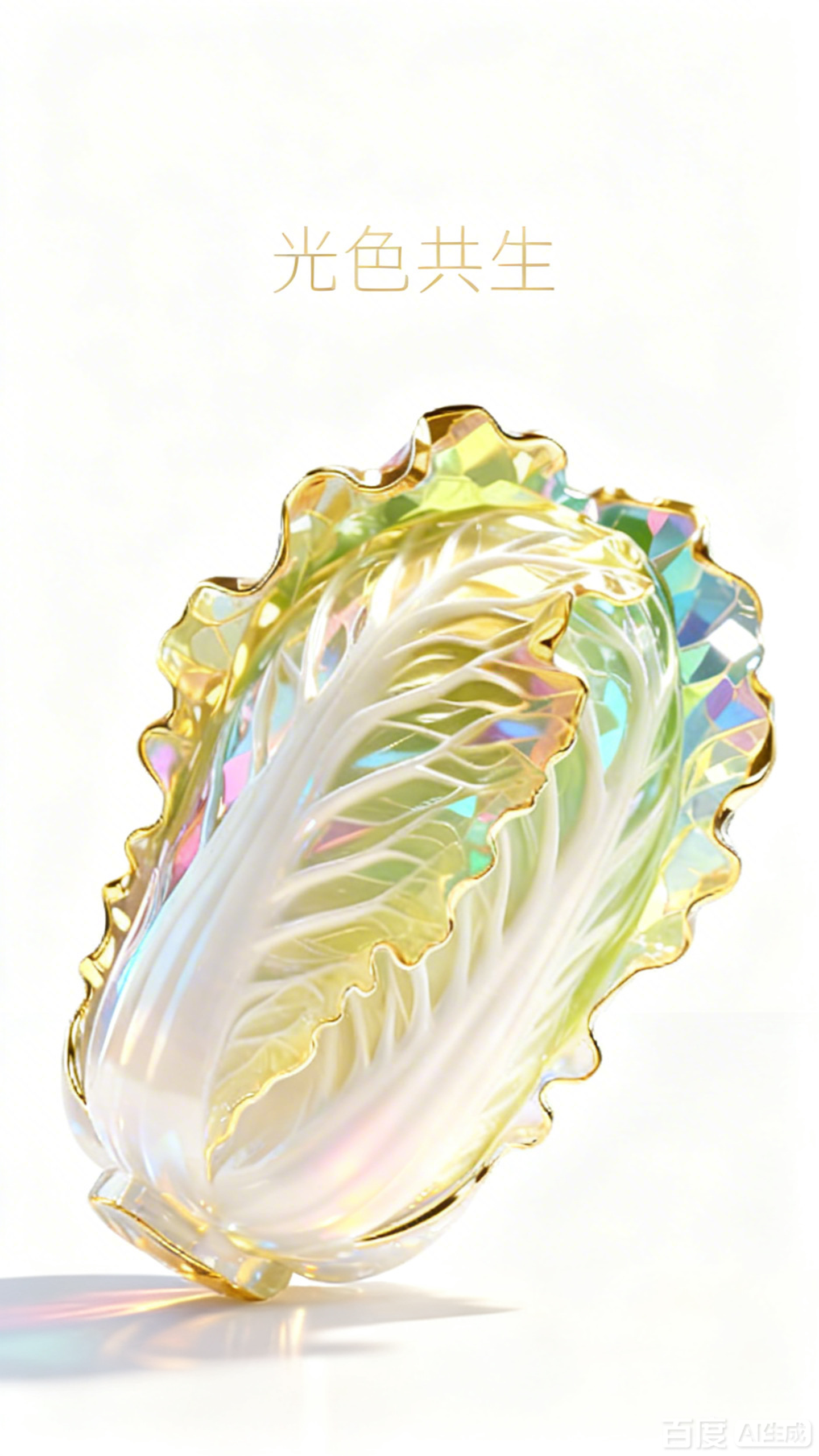 超写实水晶金边白菜艺术品