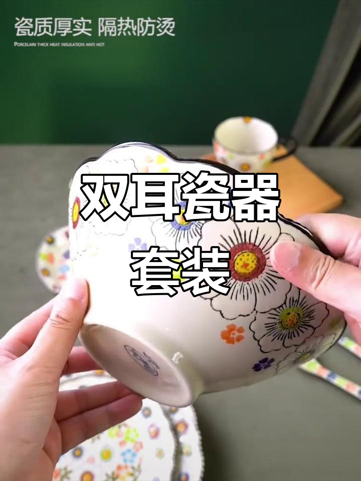 绿野仙踪陶瓷餐具,双耳碗汤盘米饭碗全套家用