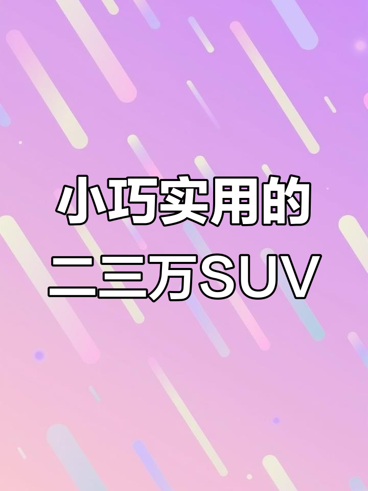二三万的小型SUV,经济实惠代步练手有二十台可选