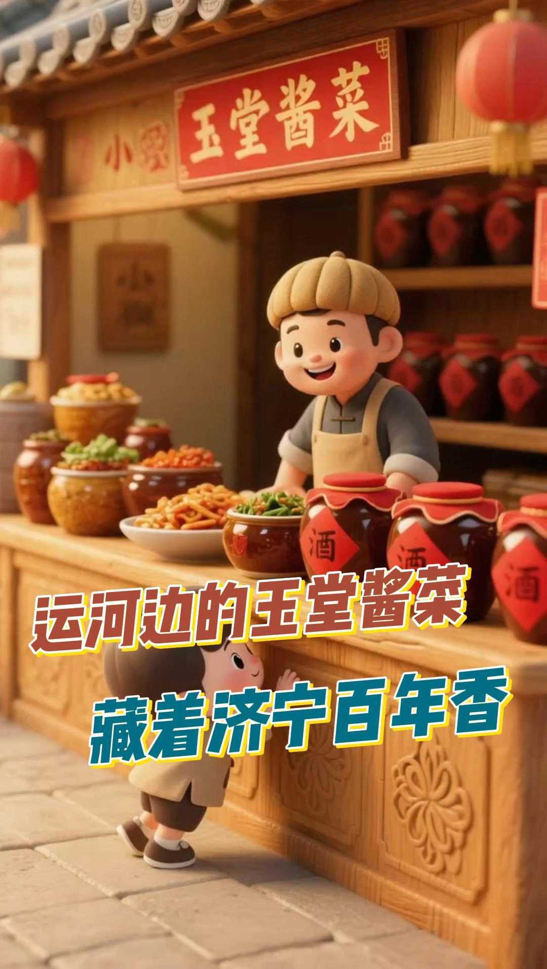 河边的玉堂酱菜 藏着济宁百年香 晨雾中的济宁古运河畔，玉堂酱园的青石板路上，缸缸酱菜码成墙