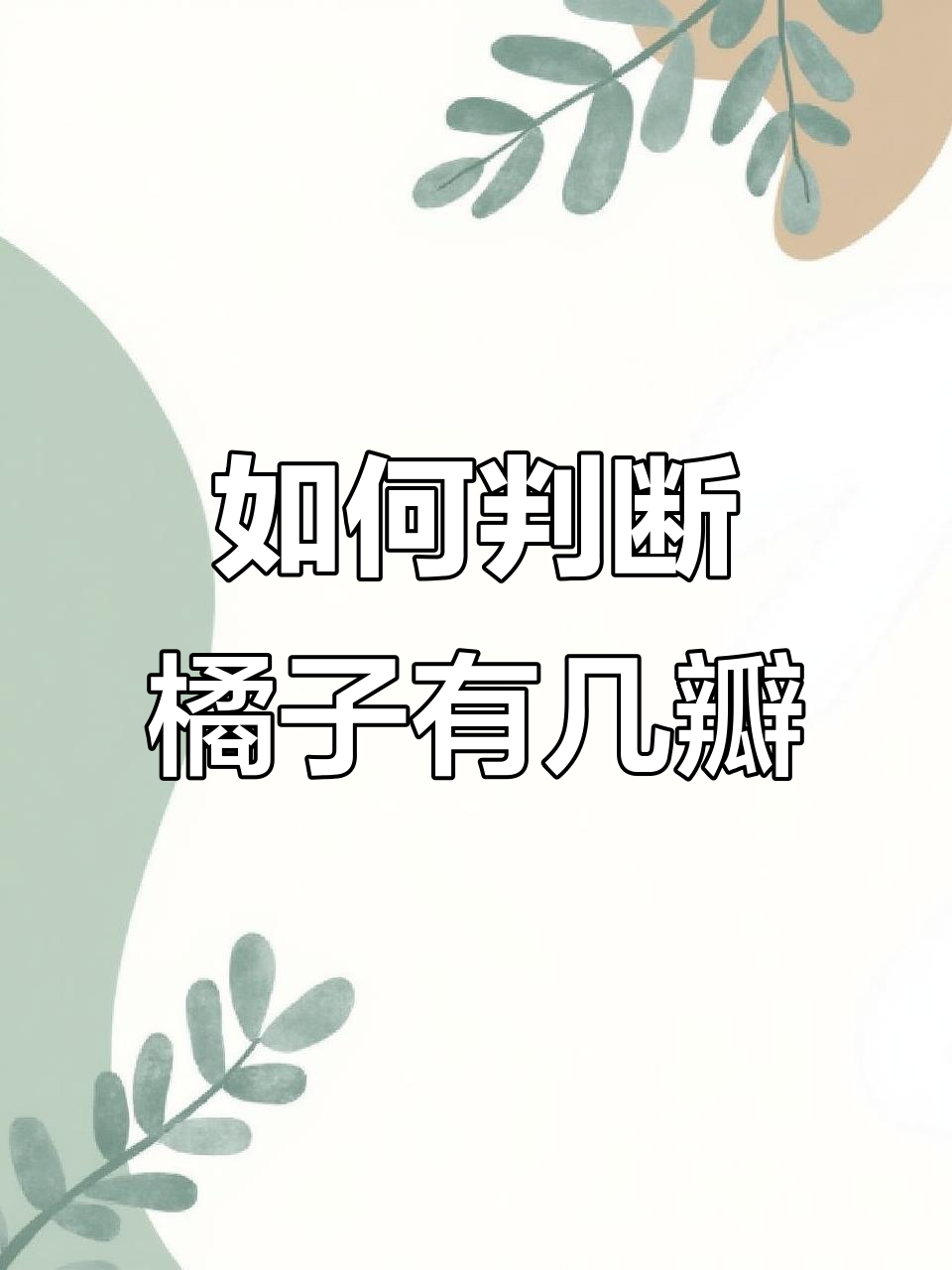 橘子瓣数竟然能猜出来?揭秘小窍门