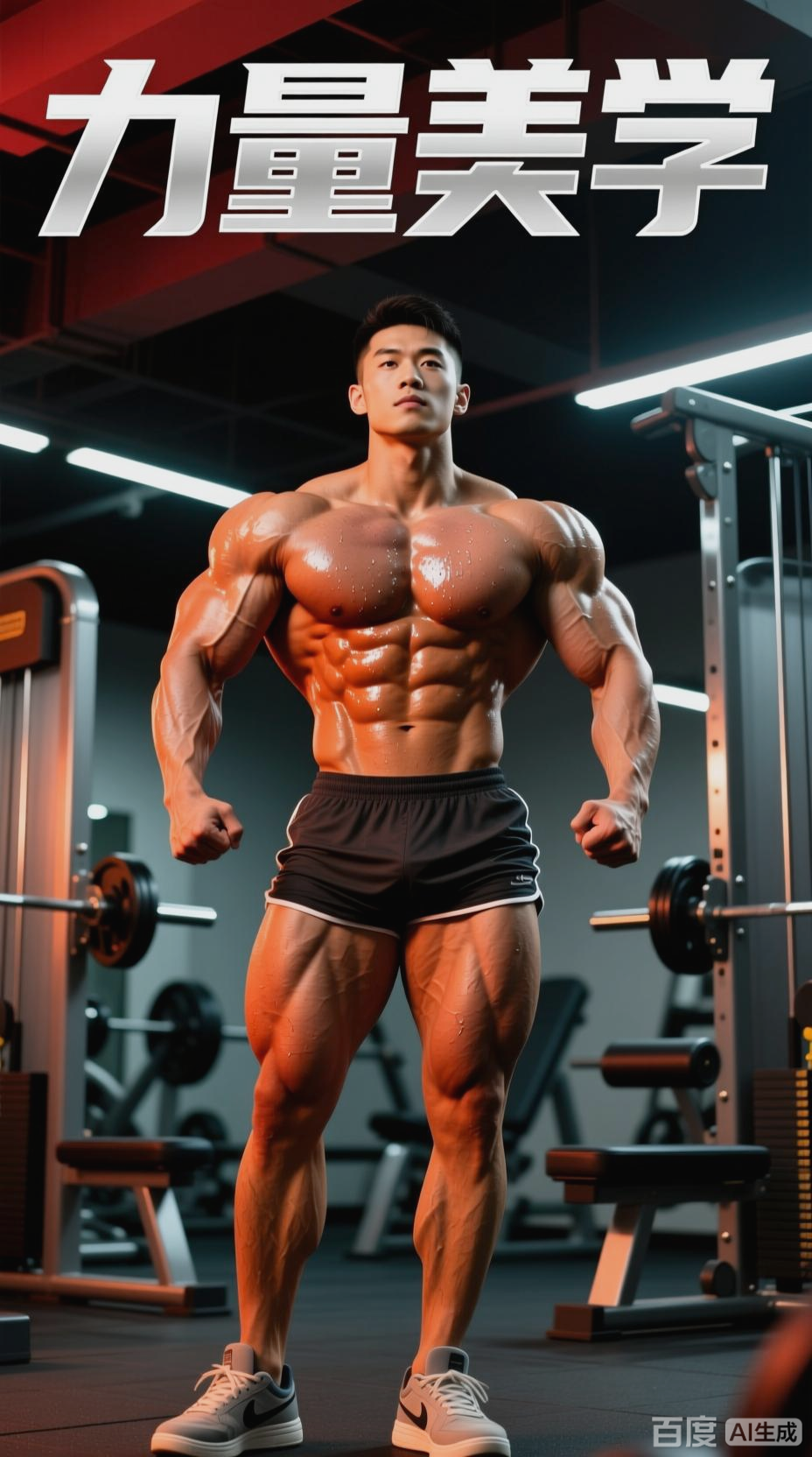 肌肉男的健美身材展示