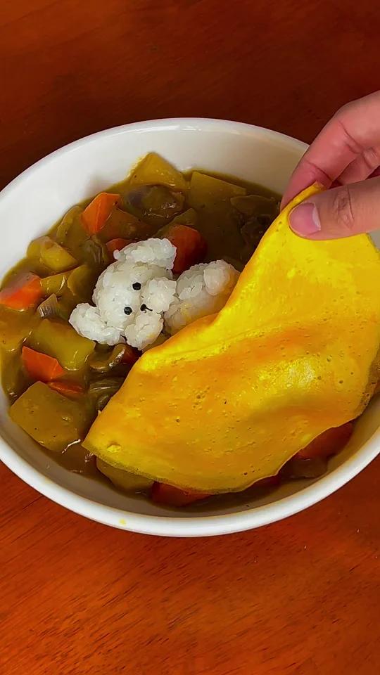 宅家自制|小狗盖被咖喱蛋包饭太可爱辣