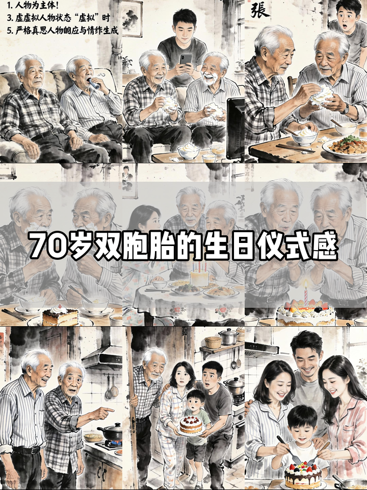 双胞胎爷爷的七十年默契：连蛋糕上的小老头都要一模一样