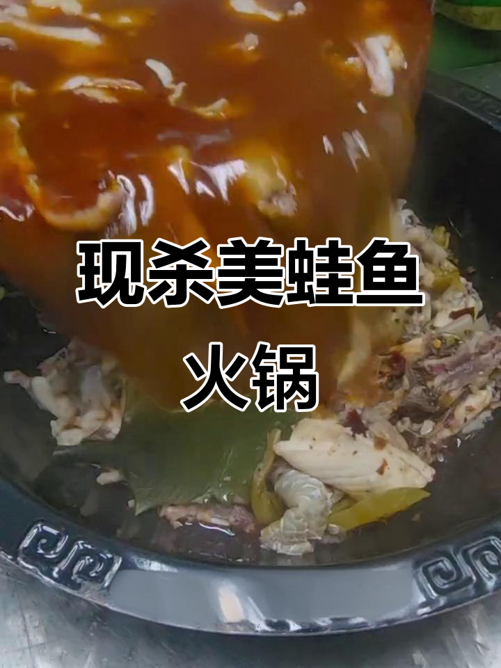 五斤大黑鱼配五只蛙,现杀火锅辣味十足