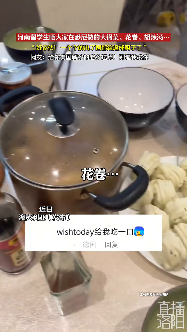 河南留学生晒大家在悉尼做的大锅菜、花卷、胡辣汤……