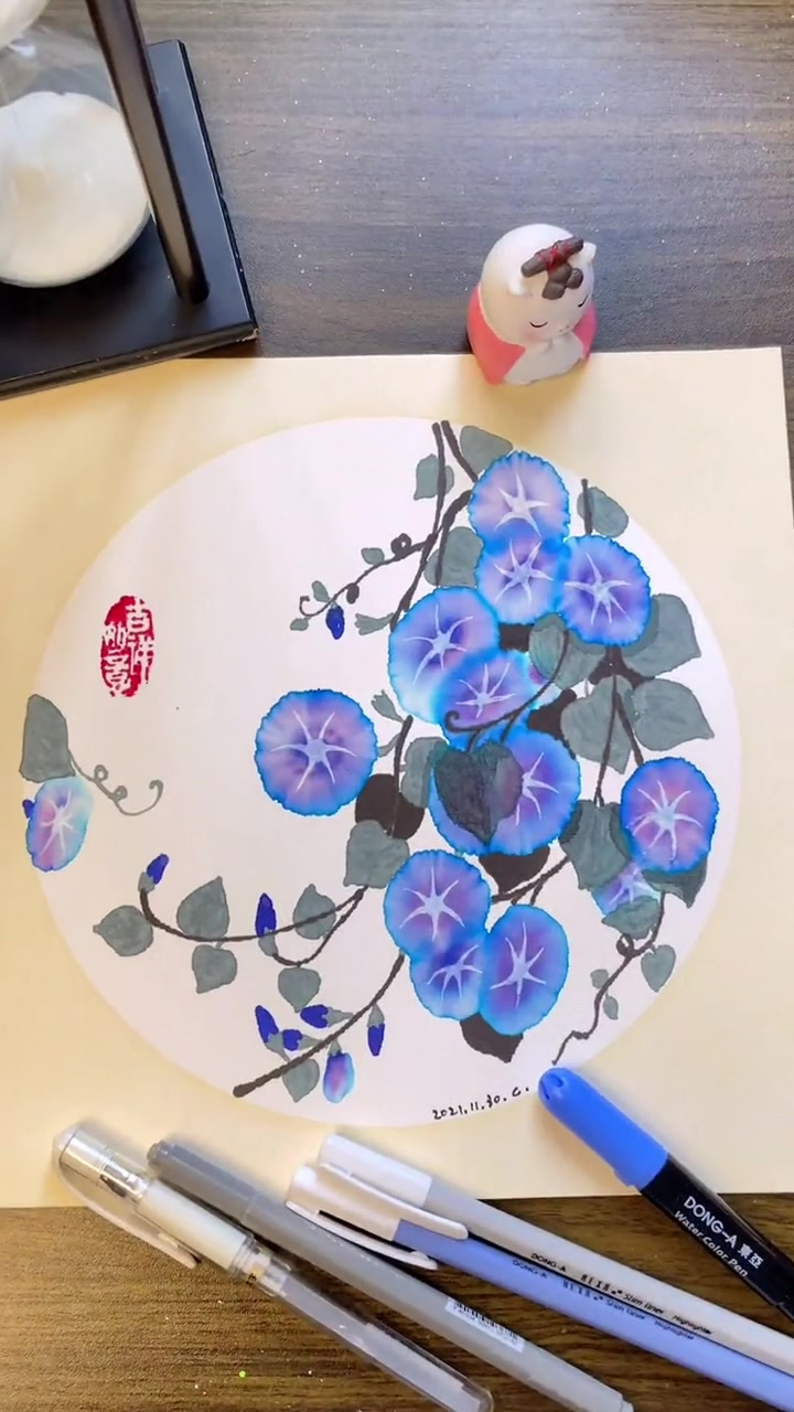 儿童水彩画牵牛花
