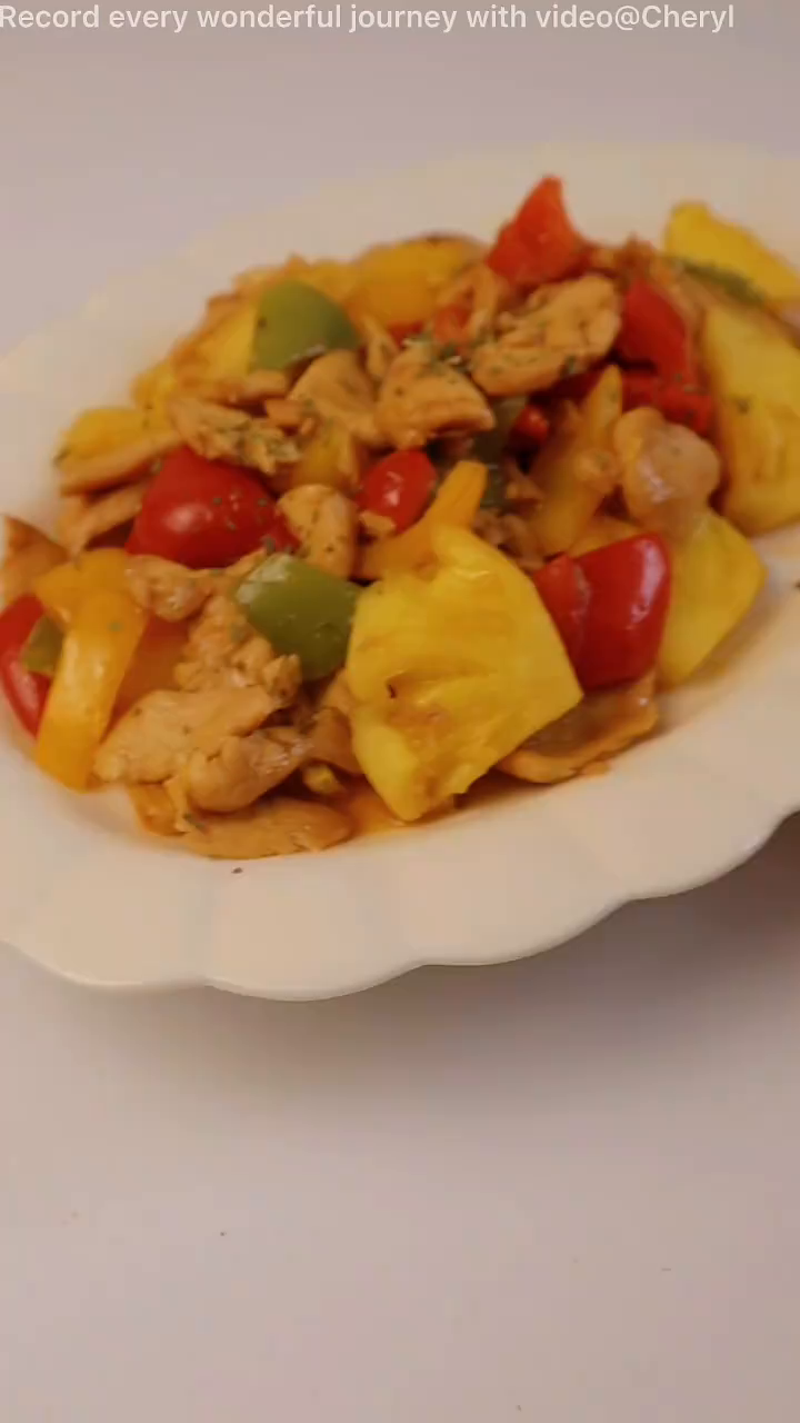 低卡高蛋白菠萝鸡胸肉盖薯条味道绝了