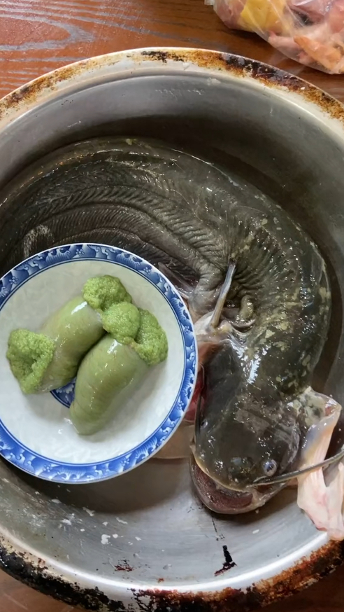 这种绿的鲶鱼鱼籽我还是第一次见,我想问一下这是不是有毒?还能吃吗