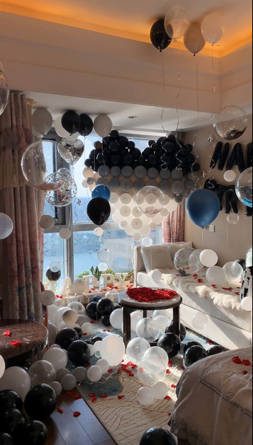 女生给男生的生日惊喜/爱与被爱同时发生/爱才有意义 长沙气球布置 生日派对布置