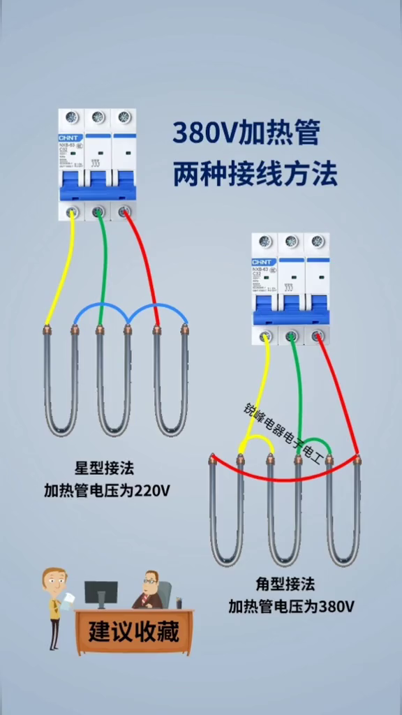 380v加热管两种接线方法电工电工知识