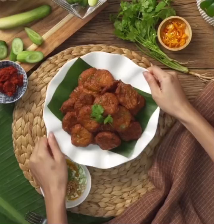 泰国红咖喱炸鱼饼美食创作人泰国菜培训泰国菜教学