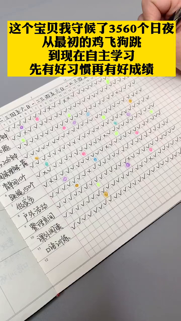 从一年级养成做学习计划的习惯,每天陪他一起总结复盘