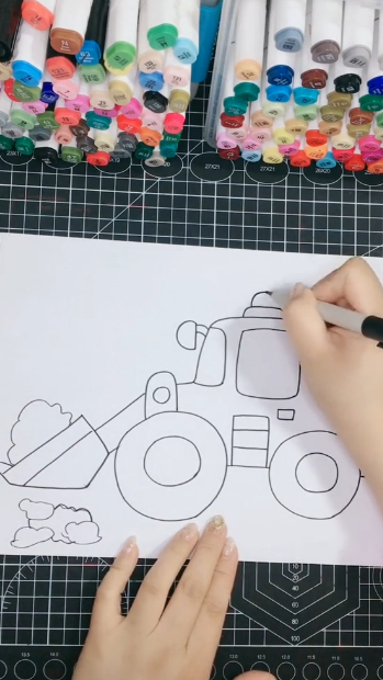 儿童简笔画,教你们画推土机,小孩子最喜欢了
