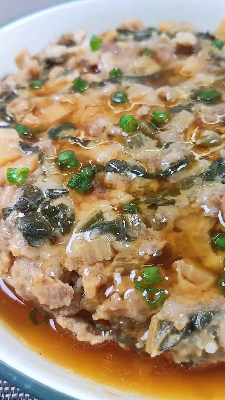 广东家常菜头菜蒸肉饼,鲜嫩爽口,拌饭特别香