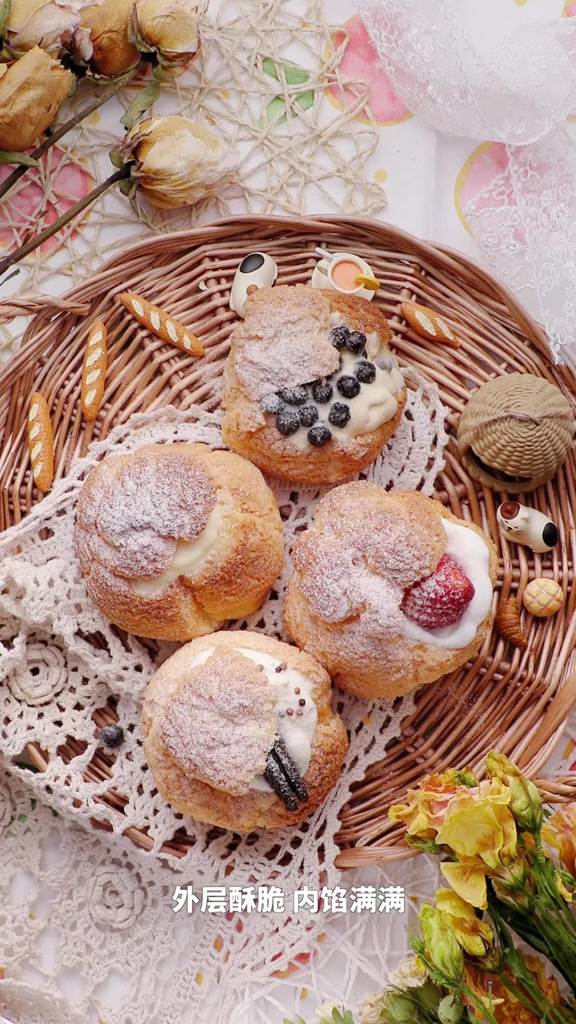 网红甜品酥皮泡芙,超详细制作过程