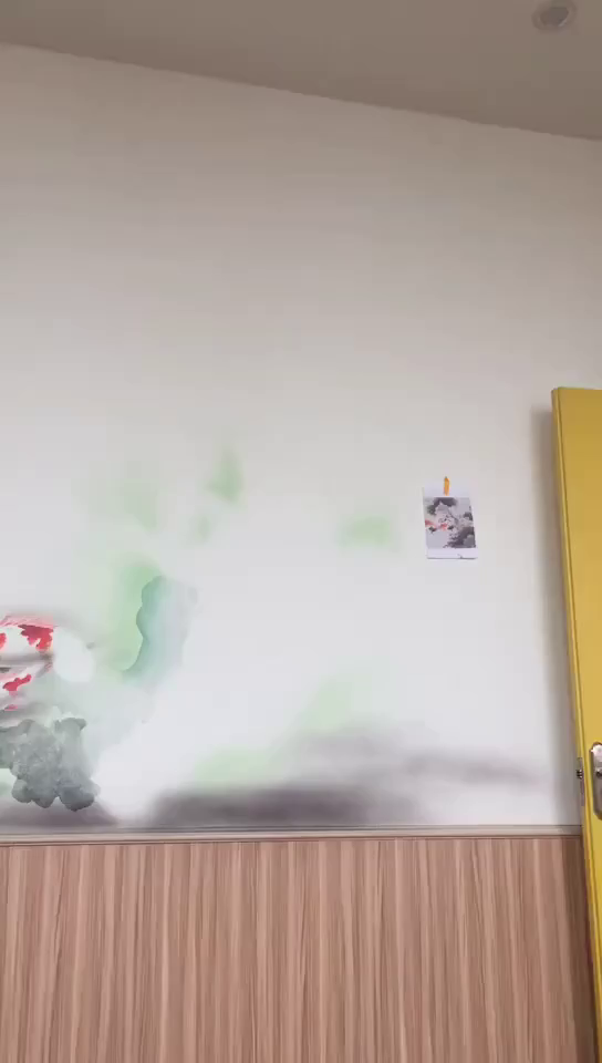3d锦鲤墙上游墙绘,哈哈哈哈