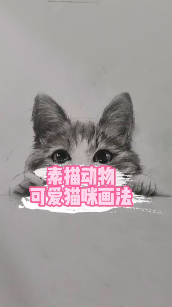 如此萌萌哒的素描小猫咪