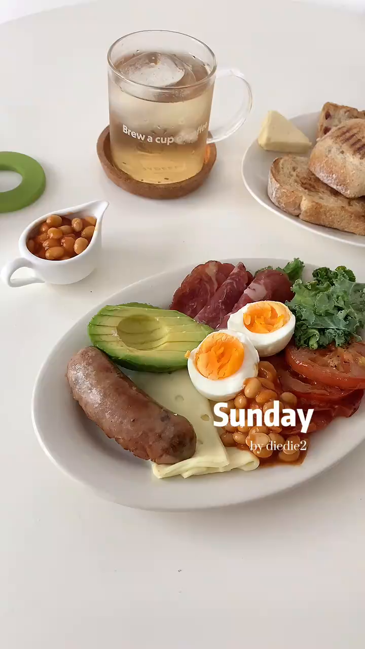 久违的热压面包英式早餐拼盘|周末时光