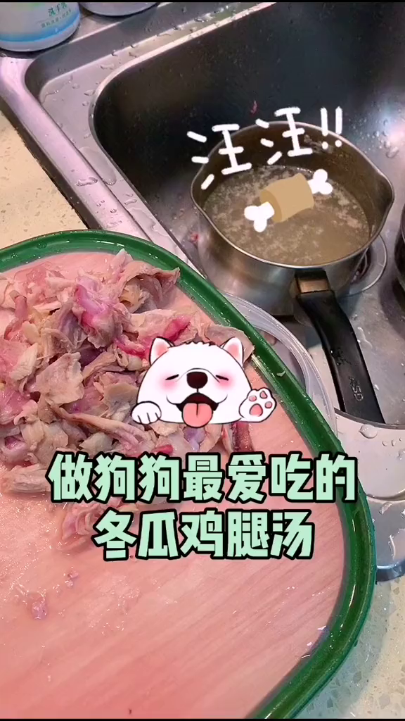 做狗狗最爱的冬瓜鸡腿汤,搭配狗粮嗷嗷香,消暑降温.……