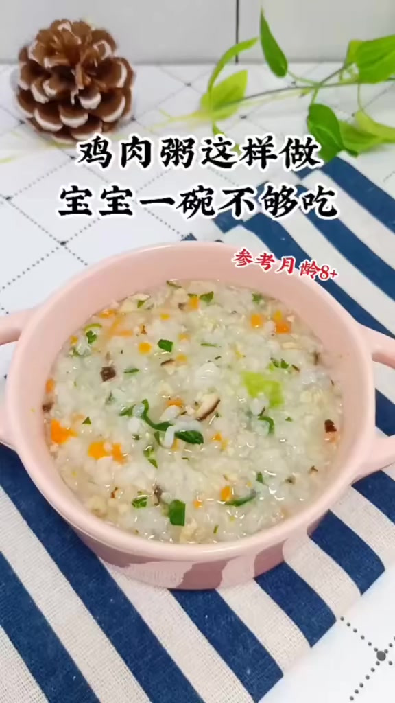 宝宝八个月以后就可以喝粥啦来一碗鸡肉杂