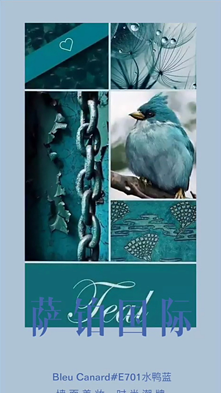 「Casa Bella萨铂国际」Bleu Canard E701 水鸭蓝时尚蓝绿色,复古时