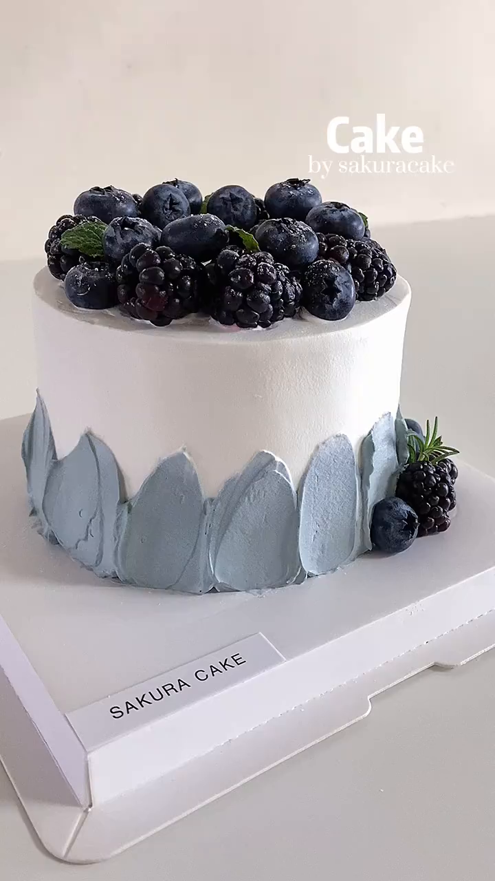 ins黑莓蓝莓奶油蛋糕|高颜值甜品|附教程